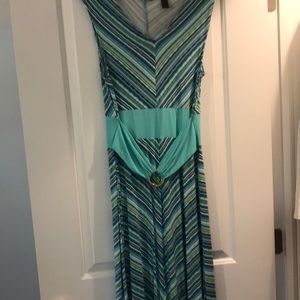 Maxi Sleeveless with a wrap around waist belt.  Nina Leonard Size Medium.
